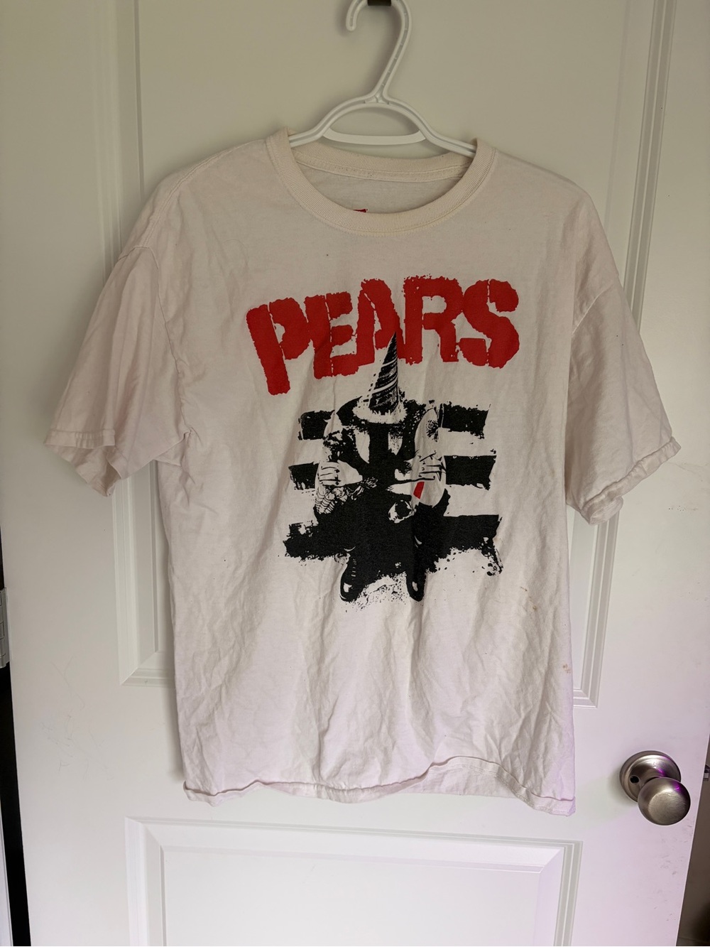 Hanes White Pears Graphic Tee with Red & Black Print